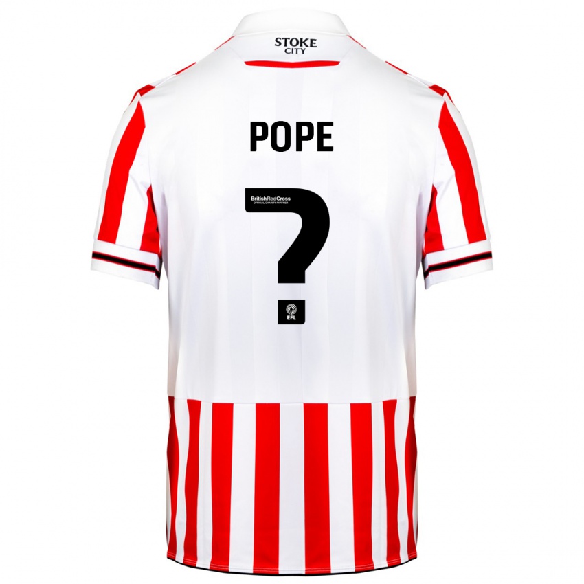 Gyermek Ollie Pope #0 Piros Fehér Hazai Jersey 2023/24 Mez Póló Ing