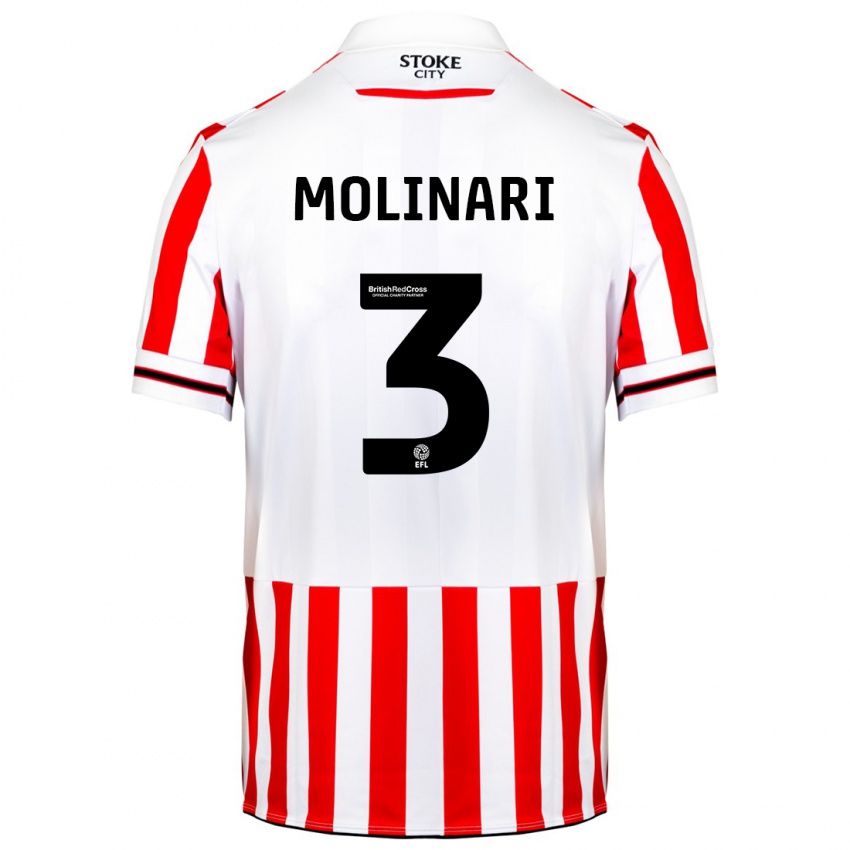 Gyermek Lucia Molinari #3 Piros Fehér Hazai Jersey 2023/24 Mez Póló Ing