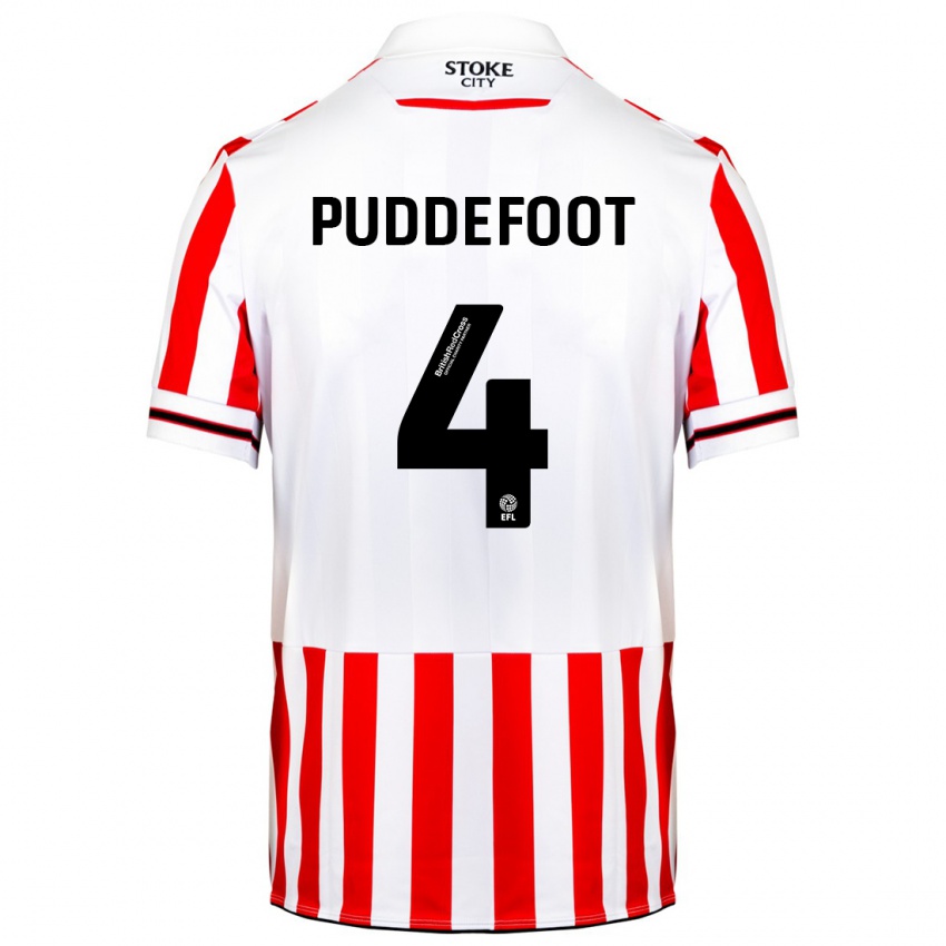 Gyermek Danielle Puddefoot #4 Piros Fehér Hazai Jersey 2023/24 Mez Póló Ing