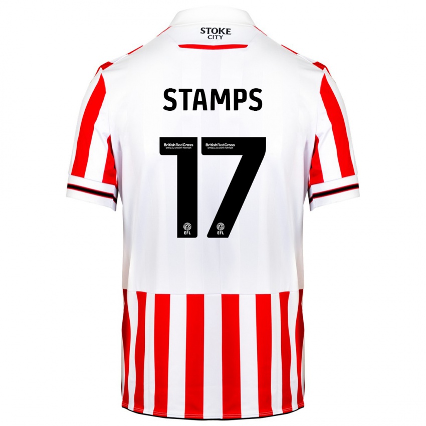 Gyermek Shannon Stamps #17 Piros Fehér Hazai Jersey 2023/24 Mez Póló Ing