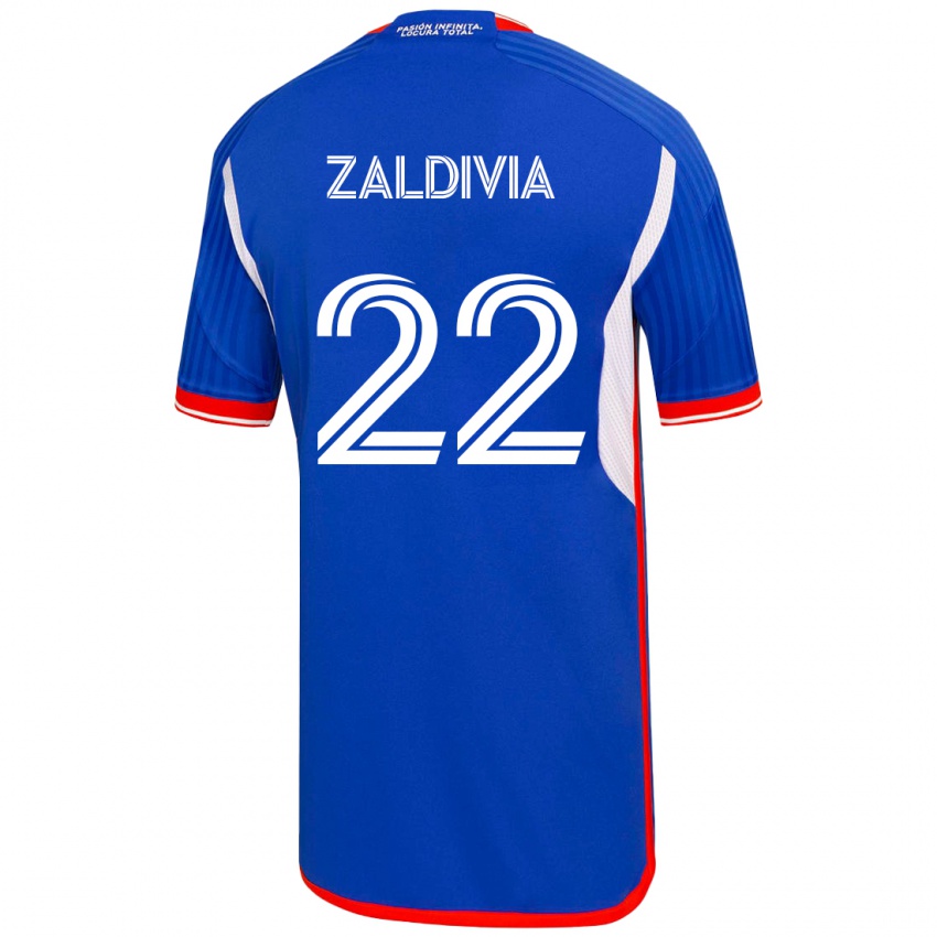 Gyermek Matías Zaldivia #22 Kék Hazai Jersey 2023/24 Mez Póló Ing