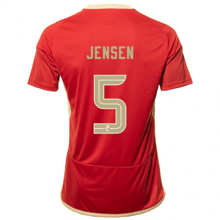 Gyermek Richard Jensen #5 Piros Hazai Jersey 2023/24 Mez Póló Ing