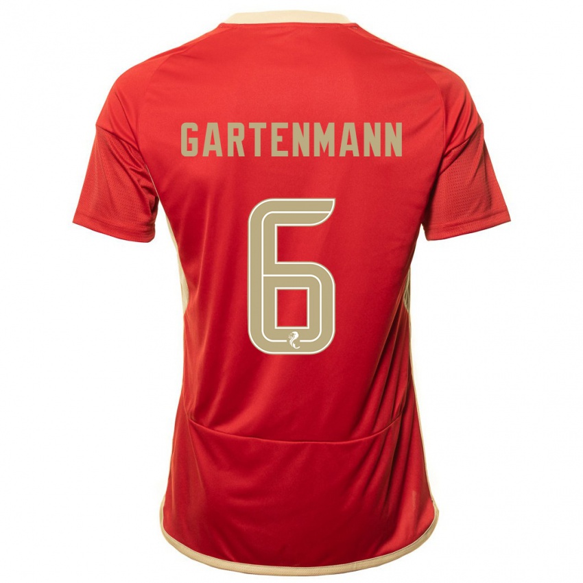 Gyermek Stefan Gartenmann #6 Piros Hazai Jersey 2023/24 Mez Póló Ing