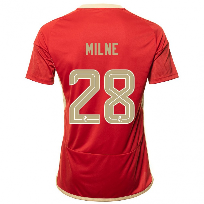 Gyermek Jack Milne #28 Piros Hazai Jersey 2023/24 Mez Póló Ing