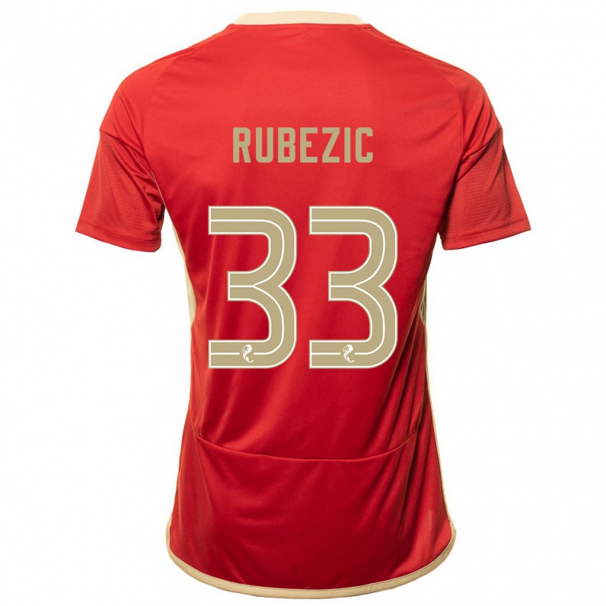 Gyermek Slobodan Rubezic #33 Piros Hazai Jersey 2023/24 Mez Póló Ing