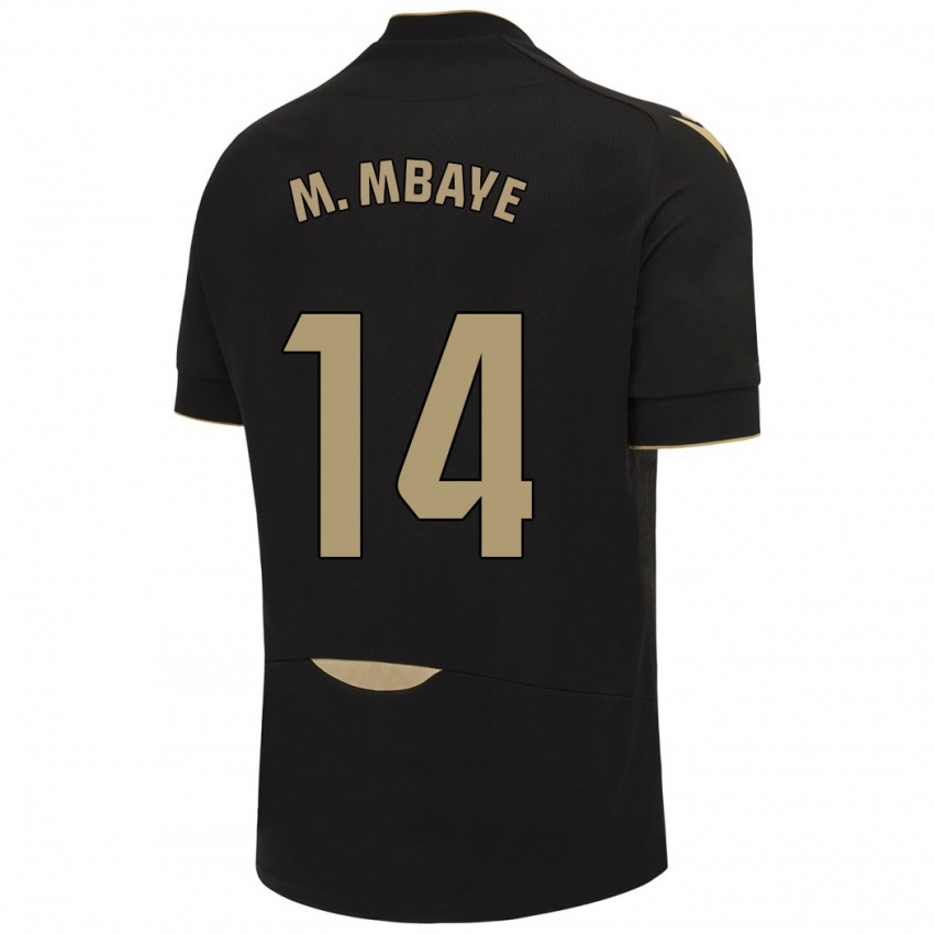 Gyermek Momo Mbaye #14 Fekete Idegenbeli Jersey 2023/24 Mez Póló Ing