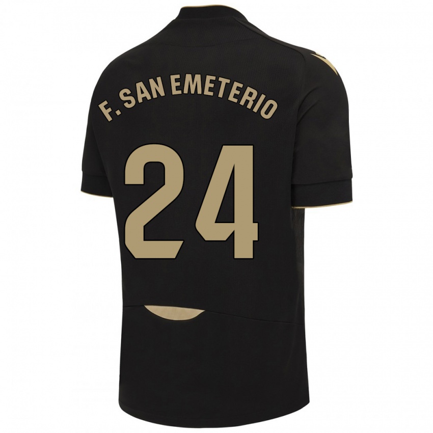 Gyermek Fede San Emeterio #24 Fekete Idegenbeli Jersey 2023/24 Mez Póló Ing