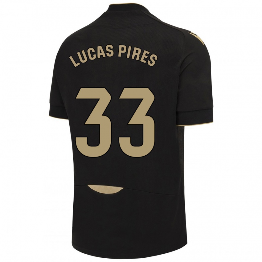 Gyermek Lucas Pires #33 Fekete Idegenbeli Jersey 2023/24 Mez Póló Ing