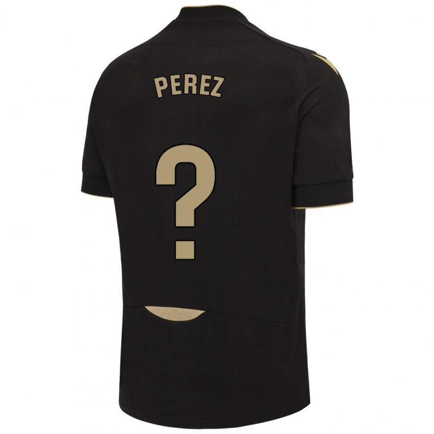 Gyermek Ángel Pérez #0 Fekete Idegenbeli Jersey 2023/24 Mez Póló Ing