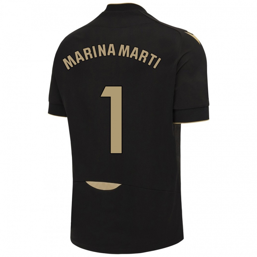 Gyermek Marina Martí #1 Fekete Idegenbeli Jersey 2023/24 Mez Póló Ing