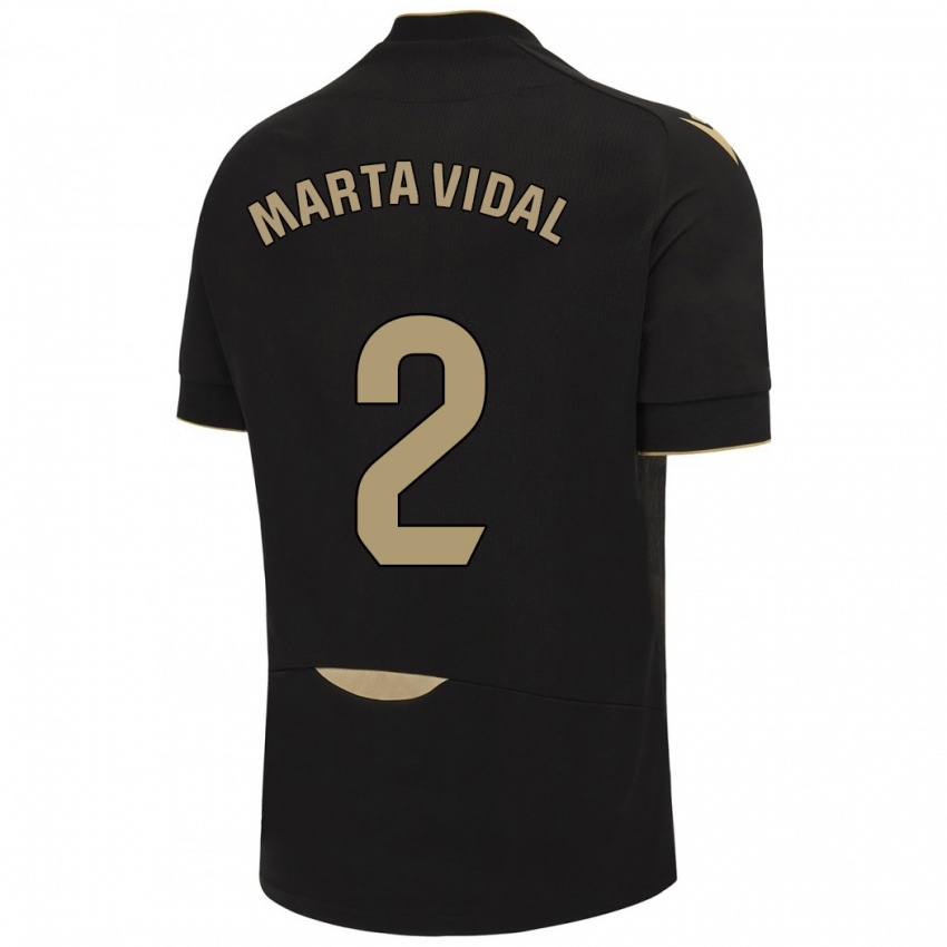 Gyermek Marta Vidal Vela #2 Fekete Idegenbeli Jersey 2023/24 Mez Póló Ing