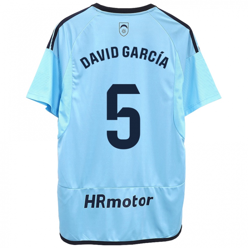 Gyermek David García #5 Kék Idegenbeli Jersey 2023/24 Mez Póló Ing