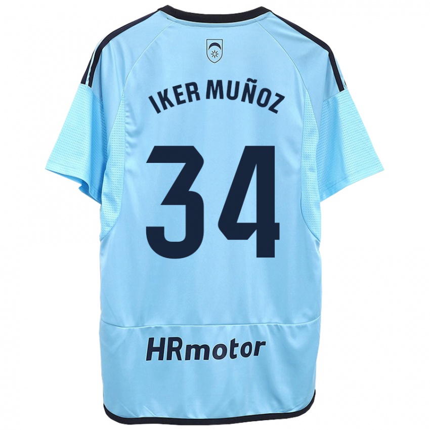 Gyermek Iker Muñoz #34 Kék Idegenbeli Jersey 2023/24 Mez Póló Ing