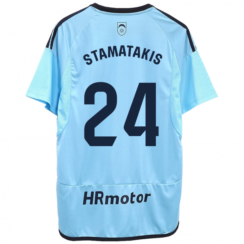 Gyermek Dimitrios Stamatakis #24 Kék Idegenbeli Jersey 2023/24 Mez Póló Ing