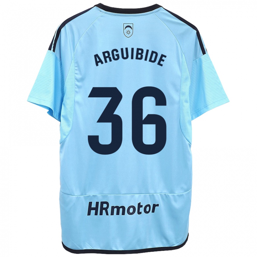 Gyermek Iñigo Arguibide #36 Kék Idegenbeli Jersey 2023/24 Mez Póló Ing