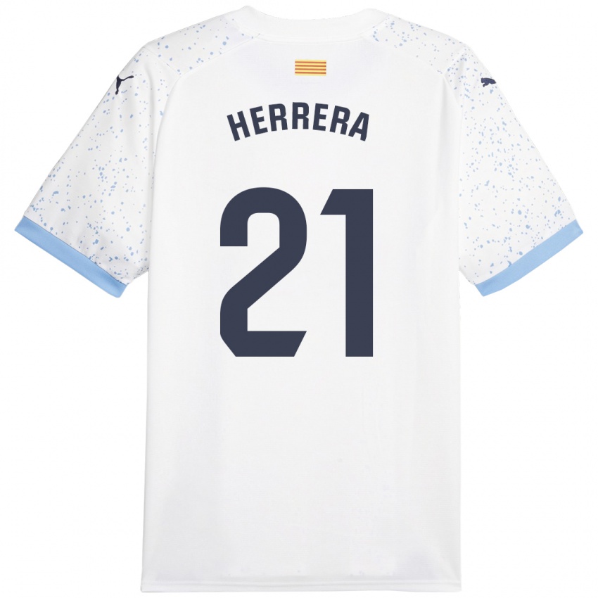 Gyermek Yangel Herrera #21 Fehér Idegenbeli Jersey 2023/24 Mez Póló Ing