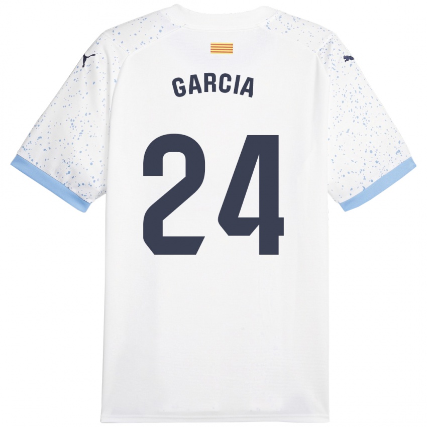 Gyermek Borja García #24 Fehér Idegenbeli Jersey 2023/24 Mez Póló Ing