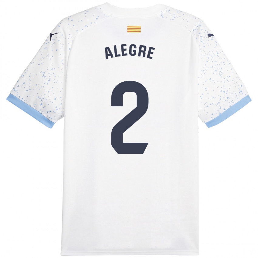 Gyermek Marc Alegre #2 Fehér Idegenbeli Jersey 2023/24 Mez Póló Ing