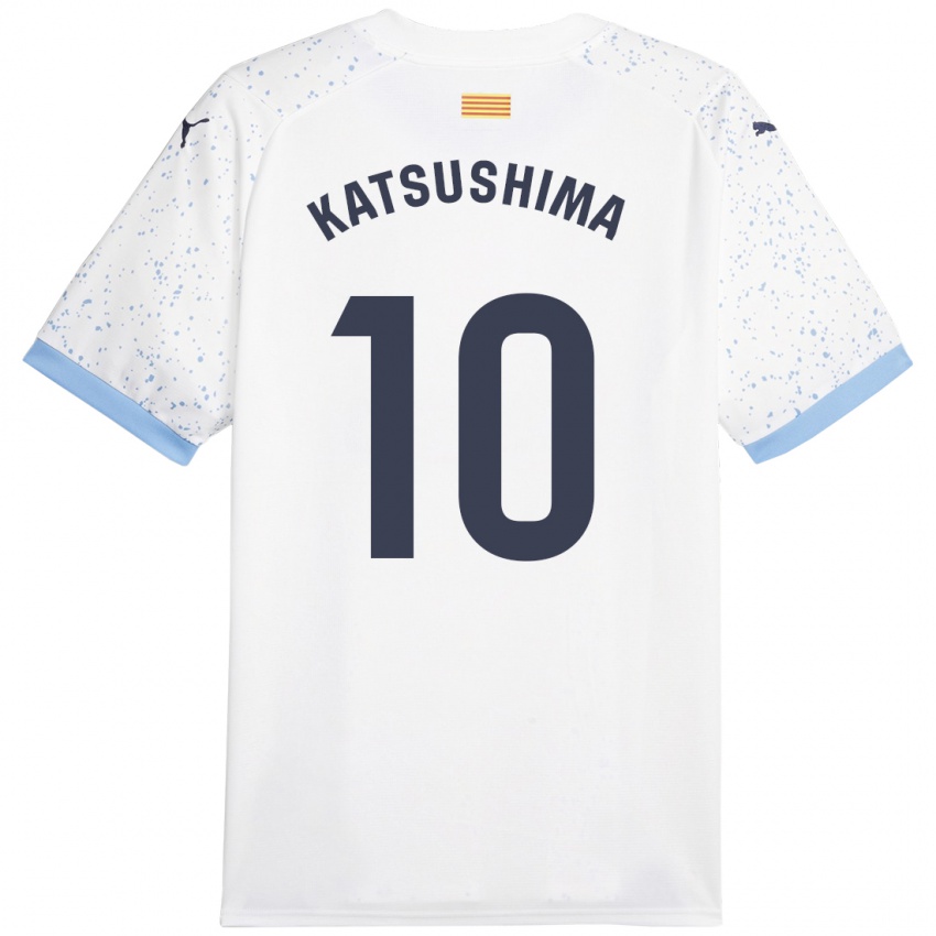 Gyermek Shinnosuke Katsushima #10 Fehér Idegenbeli Jersey 2023/24 Mez Póló Ing