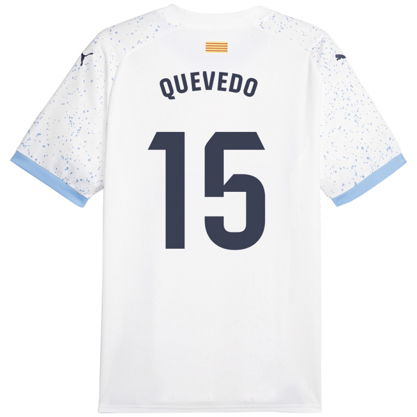 Gyermek Erik Quevedo #15 Fehér Idegenbeli Jersey 2023/24 Mez Póló Ing