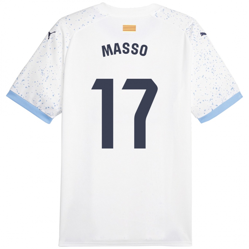 Gyermek Ainoa Massó #17 Fehér Idegenbeli Jersey 2023/24 Mez Póló Ing