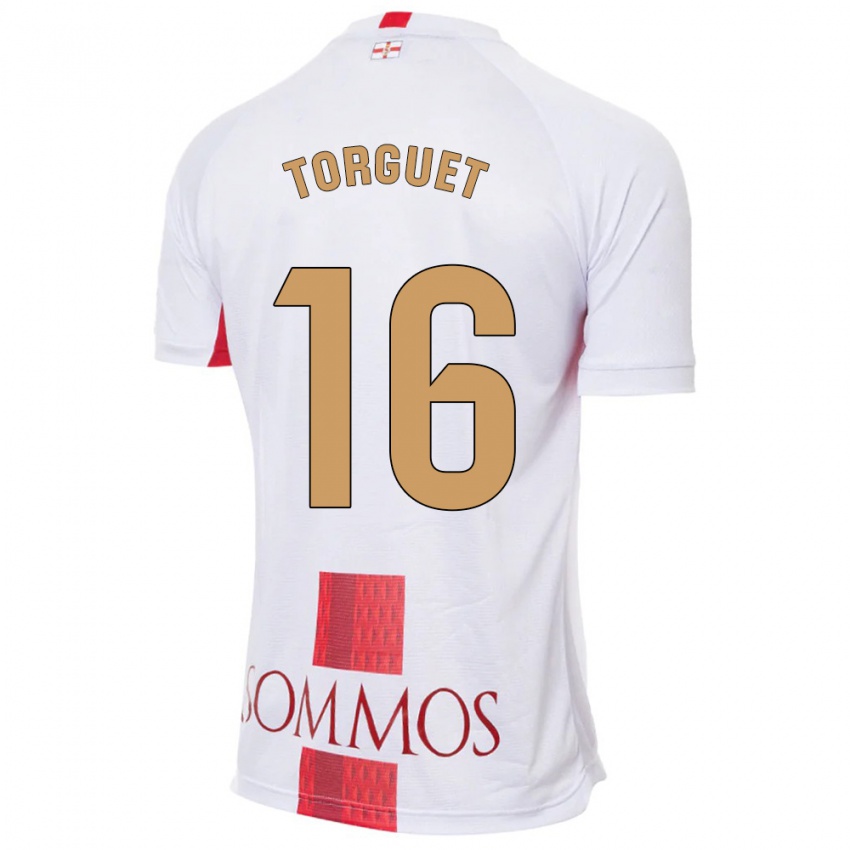 Gyermek Miguel Torguet #16 Fehér Idegenbeli Jersey 2023/24 Mez Póló Ing