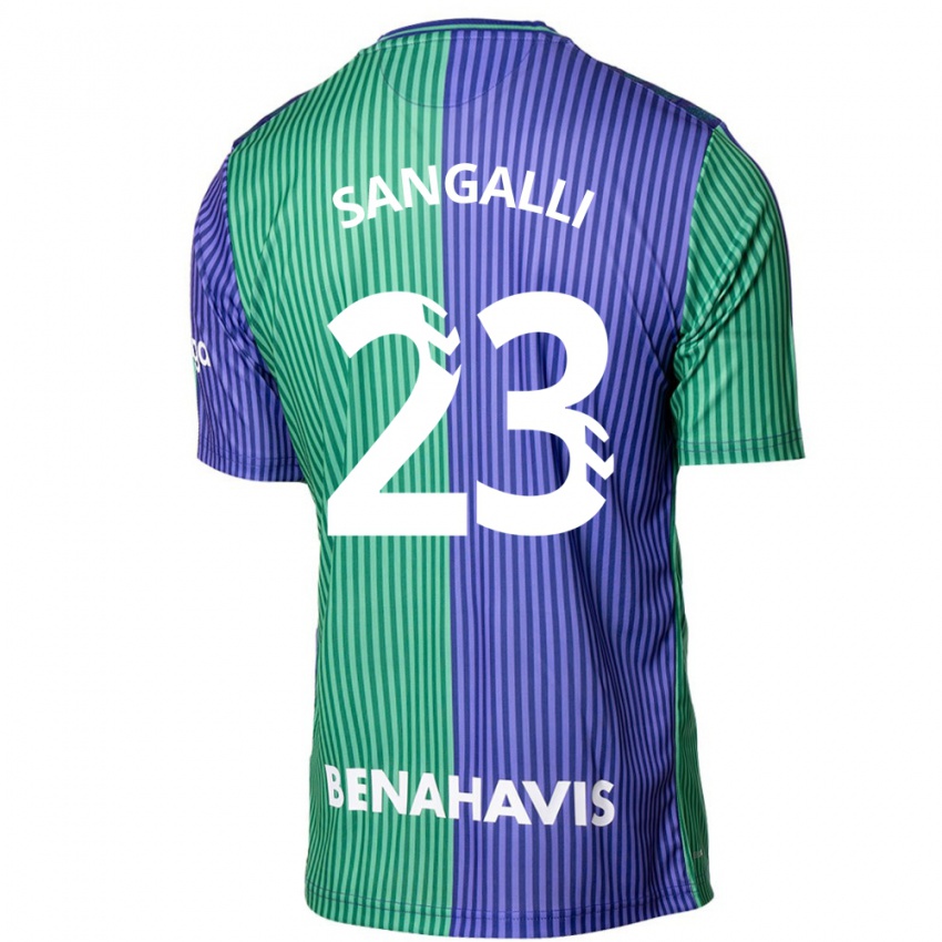 Gyermek Luca Sangalli #23 Zöldes-Kék Idegenbeli Jersey 2023/24 Mez Póló Ing