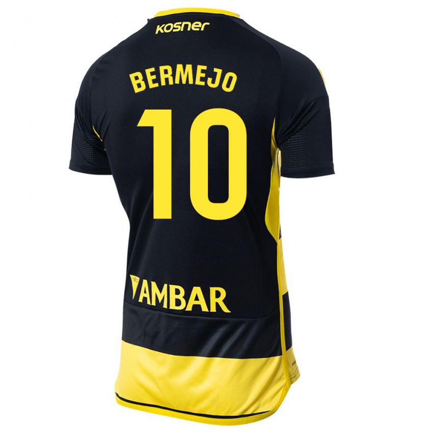 Gyermek Sergio Bermejo #10 Fekete Sárga Idegenbeli Jersey 2023/24 Mez Póló Ing