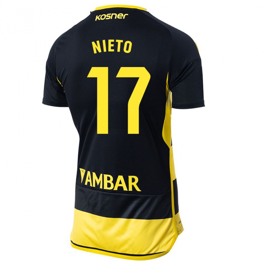 Gyermek Carlos Nieto #17 Fekete Sárga Idegenbeli Jersey 2023/24 Mez Póló Ing