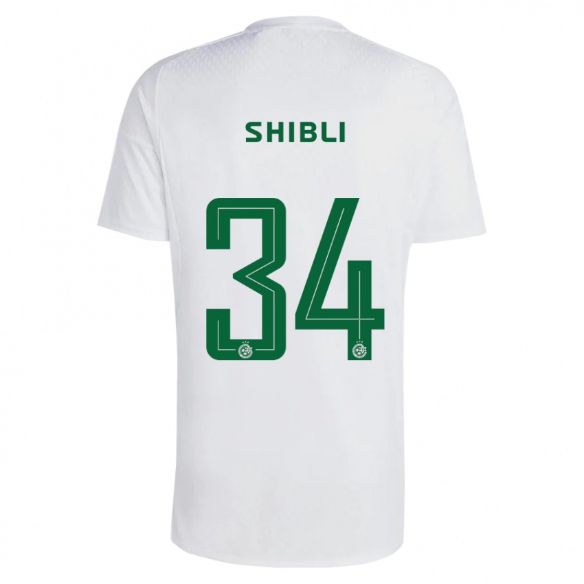 Gyermek Hamza Shibli #34 Zöldes-Kék Idegenbeli Jersey 2023/24 Mez Póló Ing