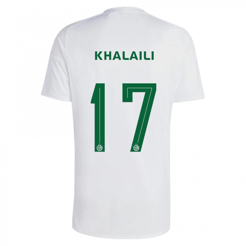 Gyermek Iyad Khalaili #17 Zöldes-Kék Idegenbeli Jersey 2023/24 Mez Póló Ing