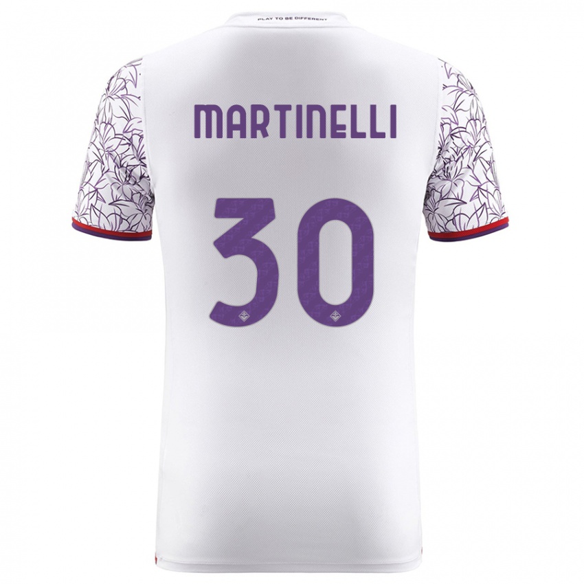 Gyermek Tommaso Martinelli #30 Fehér Idegenbeli Jersey 2023/24 Mez Póló Ing