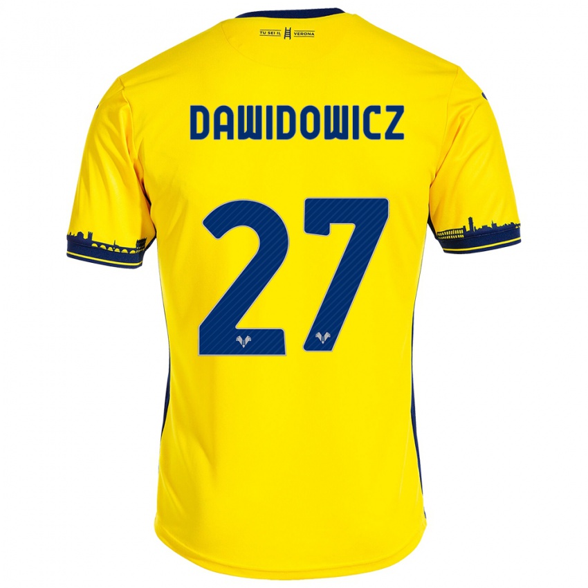 Gyermek Pawel Dawidowicz #27 Sárga Idegenbeli Jersey 2023/24 Mez Póló Ing