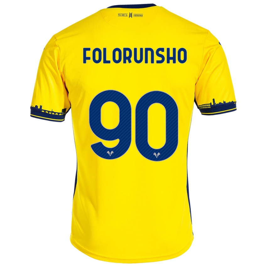 Gyermek Michael Folorunsho #90 Sárga Idegenbeli Jersey 2023/24 Mez Póló Ing