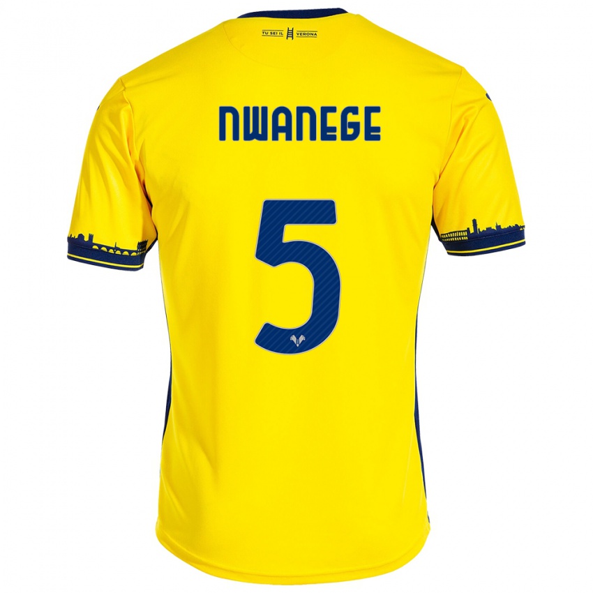 Gyermek Karlson Nwanege #5 Sárga Idegenbeli Jersey 2023/24 Mez Póló Ing