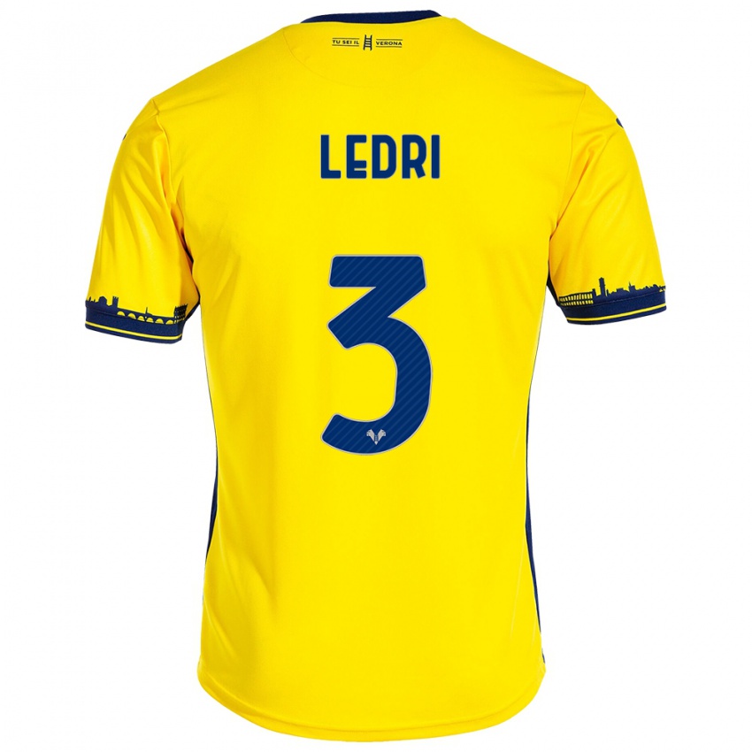 Gyermek Michela Ledri #3 Sárga Idegenbeli Jersey 2023/24 Mez Póló Ing