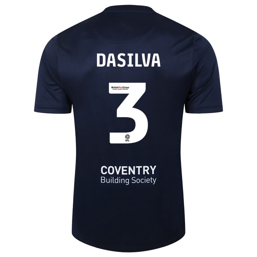 Gyermek Jay Dasilva #3 Vörös Haditengerészet Idegenbeli Jersey 2023/24 Mez Póló Ing