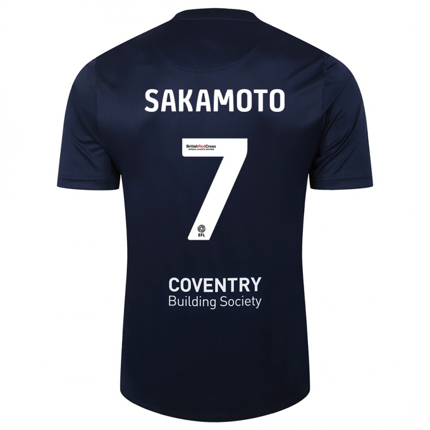 Gyermek Tatsuhiro Sakamoto #7 Vörös Haditengerészet Idegenbeli Jersey 2023/24 Mez Póló Ing