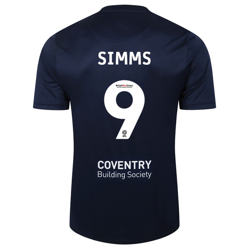 Gyermek Ellis Simms #9 Vörös Haditengerészet Idegenbeli Jersey 2023/24 Mez Póló Ing