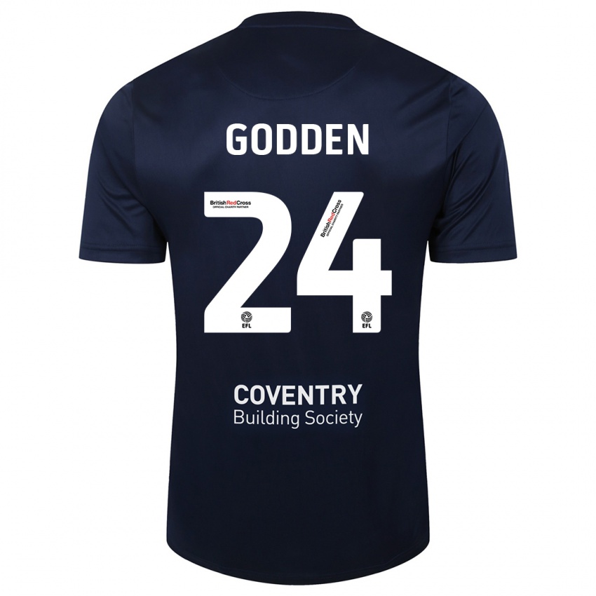 Gyermek Matt Godden #24 Vörös Haditengerészet Idegenbeli Jersey 2023/24 Mez Póló Ing