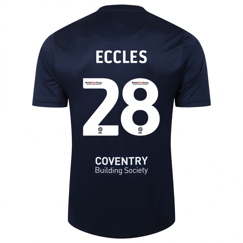 Gyermek Josh Eccles #28 Vörös Haditengerészet Idegenbeli Jersey 2023/24 Mez Póló Ing