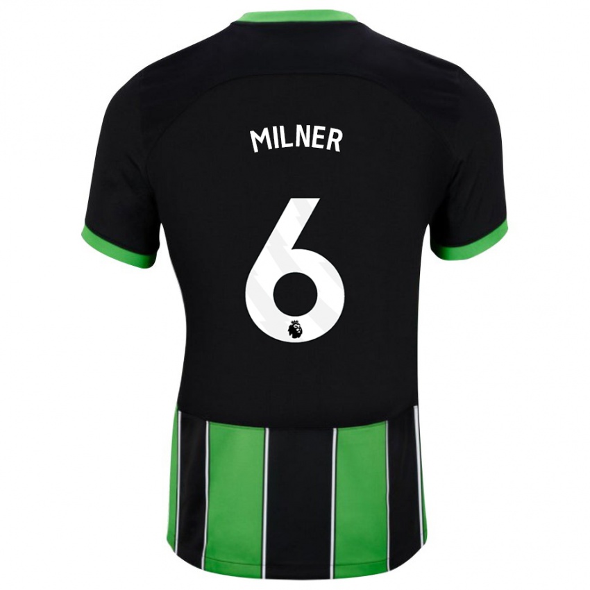 Gyermek James Milner #6 Fekete Zöld Idegenbeli Jersey 2023/24 Mez Póló Ing