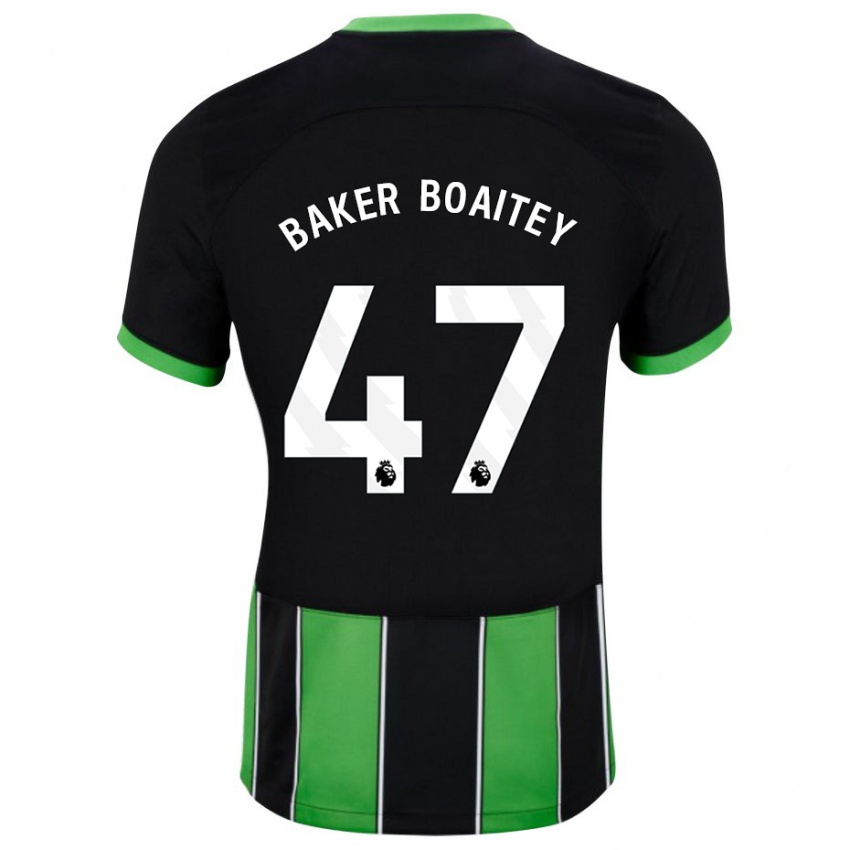 Gyermek Benicio Baker-Boaitey #47 Fekete Zöld Idegenbeli Jersey 2023/24 Mez Póló Ing