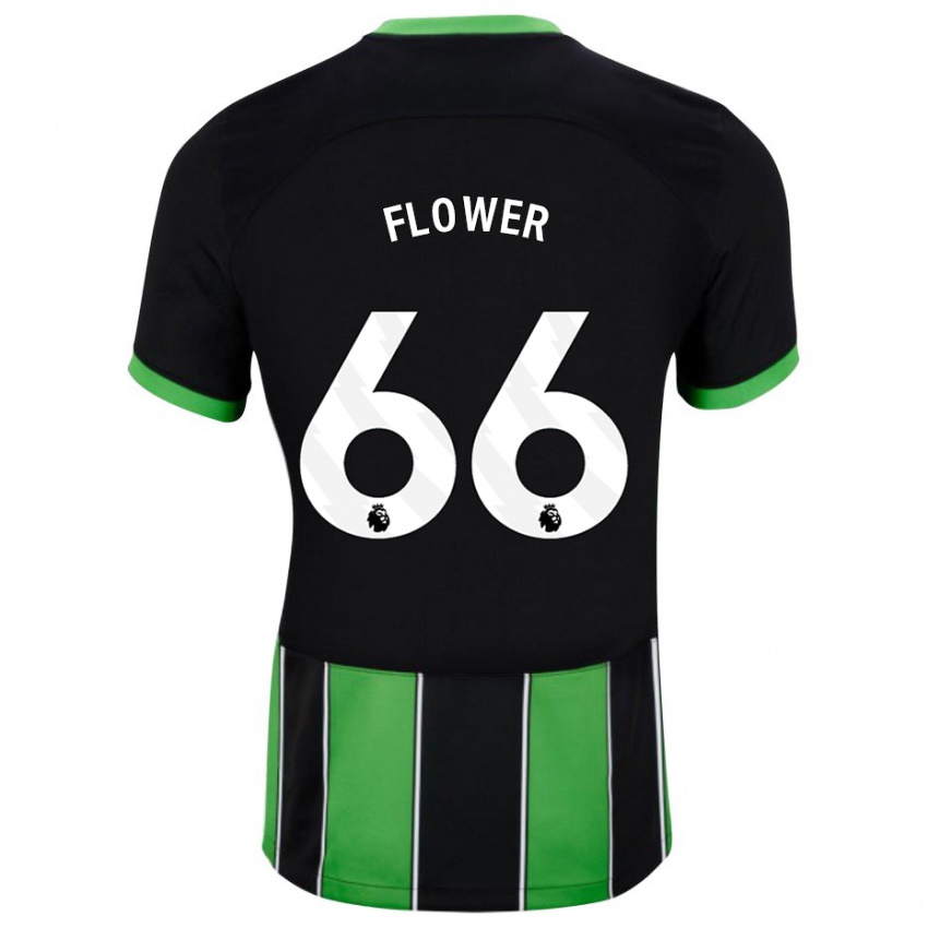 Gyermek Louis Flower #66 Fekete Zöld Idegenbeli Jersey 2023/24 Mez Póló Ing