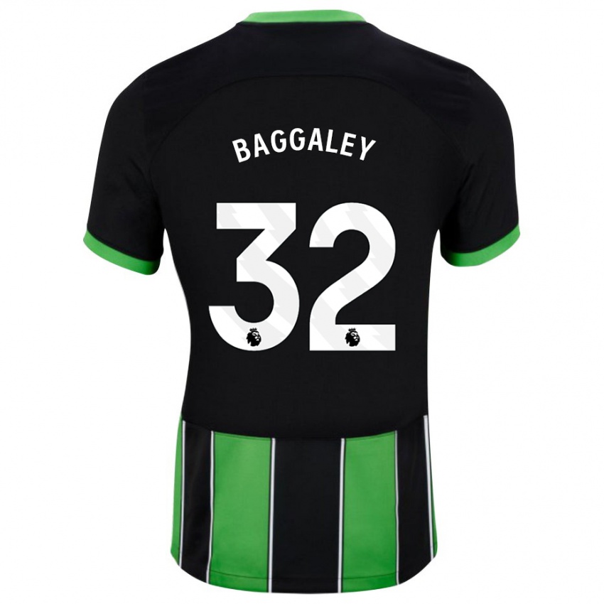 Gyermek Sophie Baggaley #32 Fekete Zöld Idegenbeli Jersey 2023/24 Mez Póló Ing