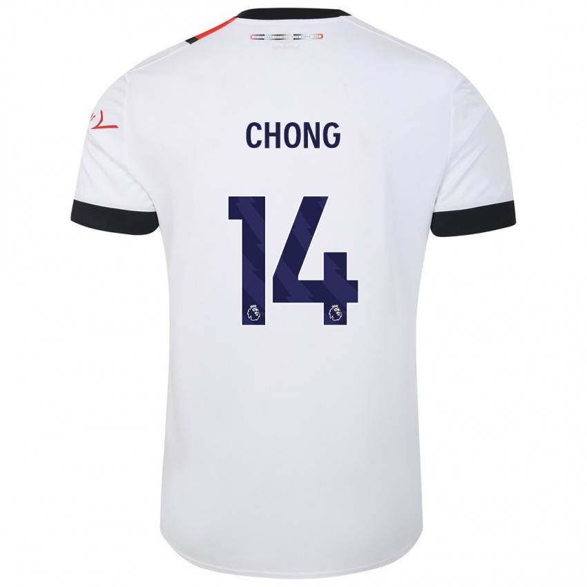 Gyermek Tahith Chong #14 Fehér Idegenbeli Jersey 2023/24 Mez Póló Ing