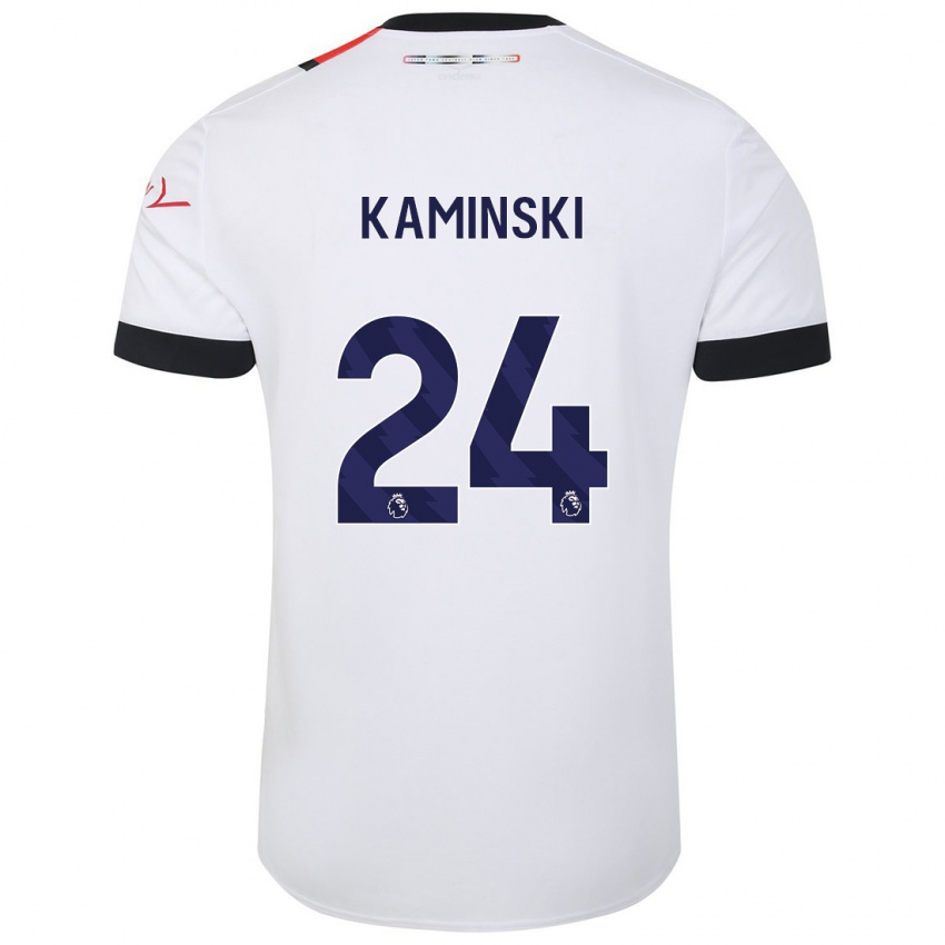 Gyermek Thomas Kaminski #24 Fehér Idegenbeli Jersey 2023/24 Mez Póló Ing