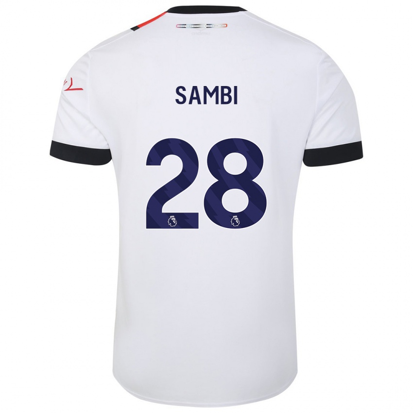 Gyermek Albert Sambi Lokonga #28 Fehér Idegenbeli Jersey 2023/24 Mez Póló Ing