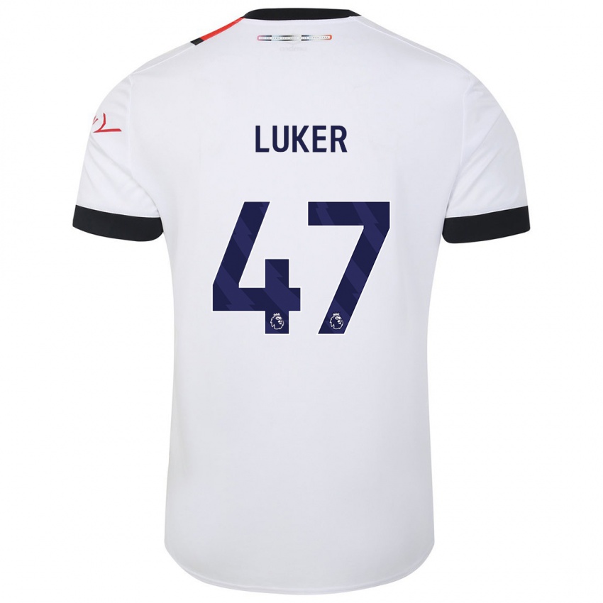 Gyermek Jayden Luker #47 Fehér Idegenbeli Jersey 2023/24 Mez Póló Ing