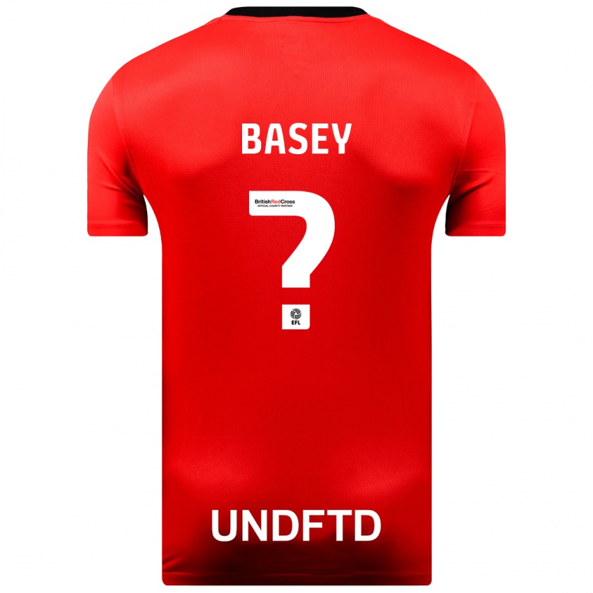 Gyermek Oliver Basey #0 Piros Idegenbeli Jersey 2023/24 Mez Póló Ing